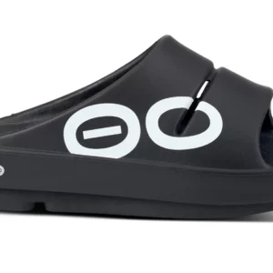 Sandalia Unisex OOFOS Recovery Ooahh Sport Negro Blanco