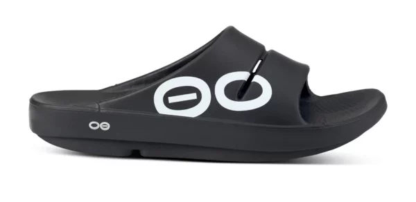 Sandalia Unisex OOFOS Recovery Ooahh Sport Negro Blanco