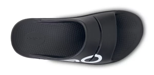 Sandalia Unisex OOFOS Recovery Ooahh Sport Negro Blanco - Imagen 6